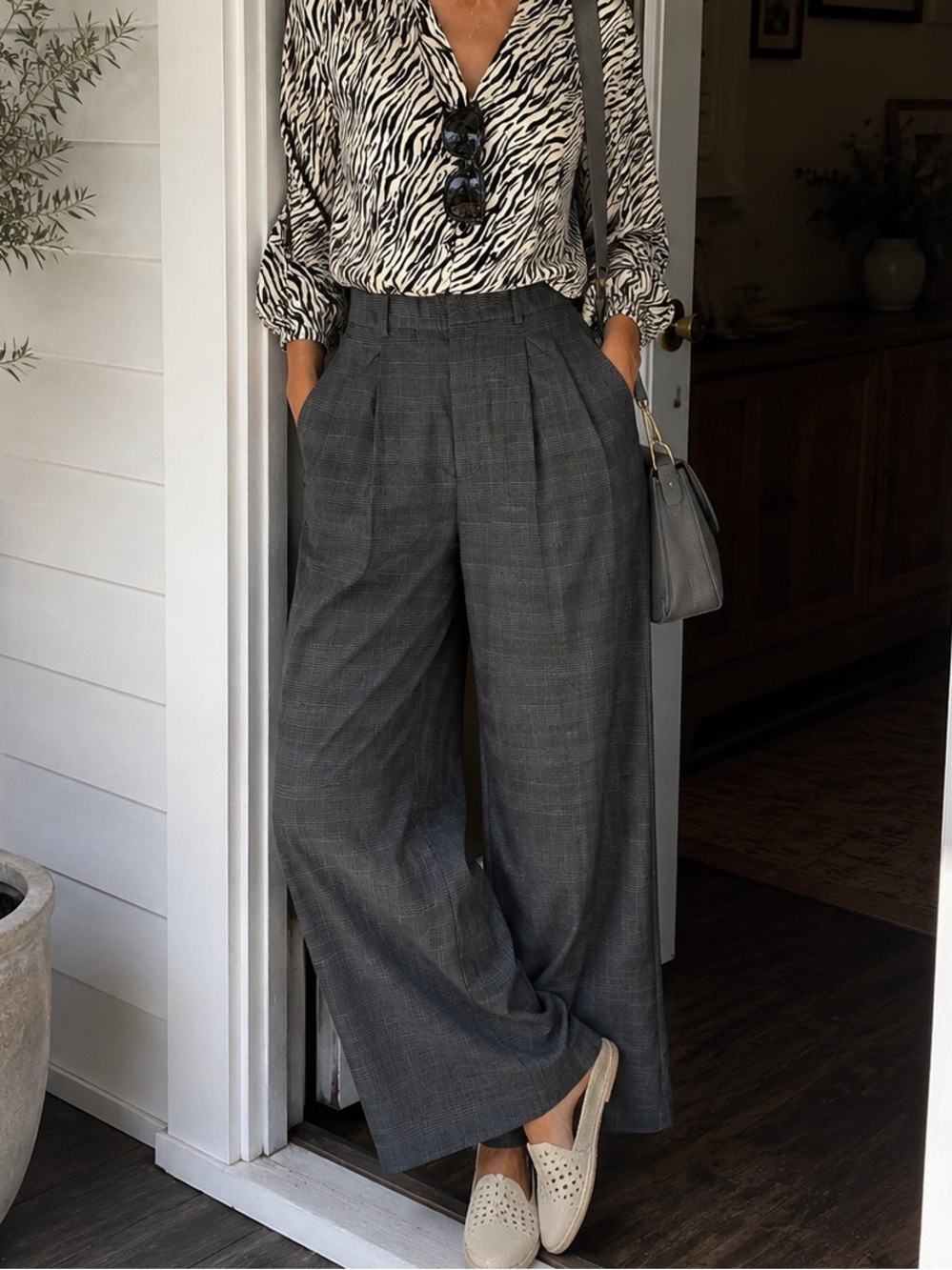 Zara wide leg high rise trousers